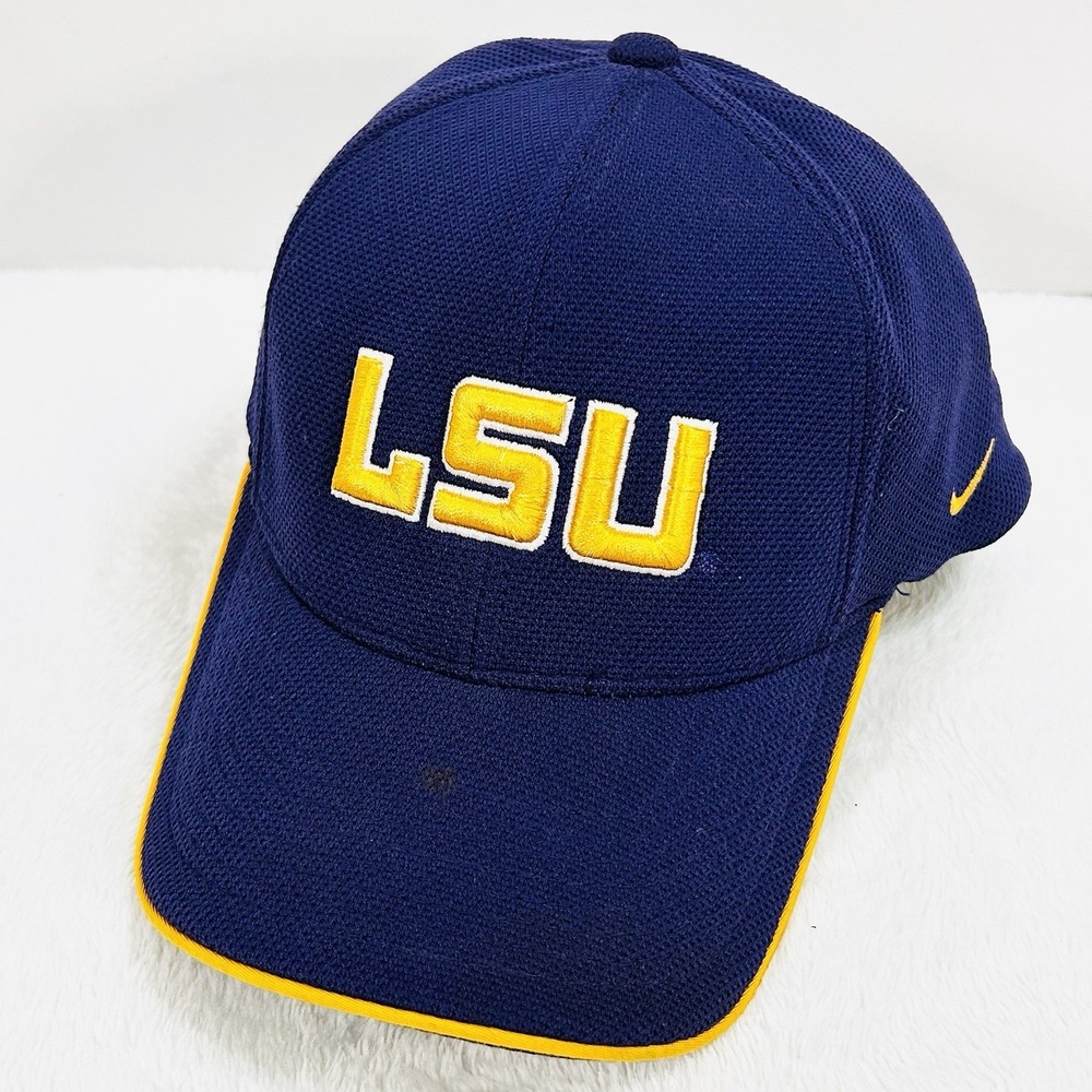 LSU Tigers Nike Team Logo Stretch Flex Hat Cap One Size Purple NCAA Purple